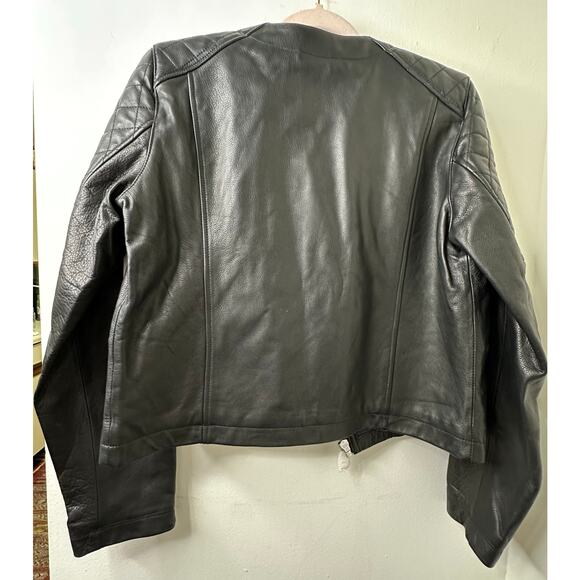 Md NWT GAP Black Quilted Leather Moto Jacket Biker Jacket Grunge Edgy Punk Goth - Picture 8 of 8
